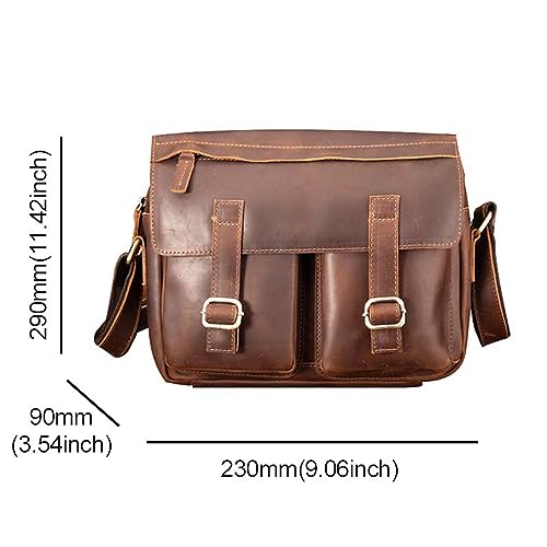 Vintage Business Laptop Leather Bags Natural Genuine Leather Mens Briefcase (Coffee)2