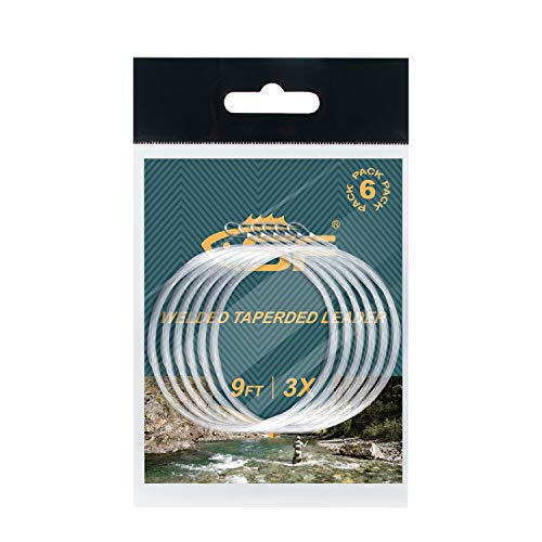 Sf Welded Tapered Leader Fly Fishing With Loop Nylon 9Ft Fishing Leader (2X 6 Packs) #TOP1