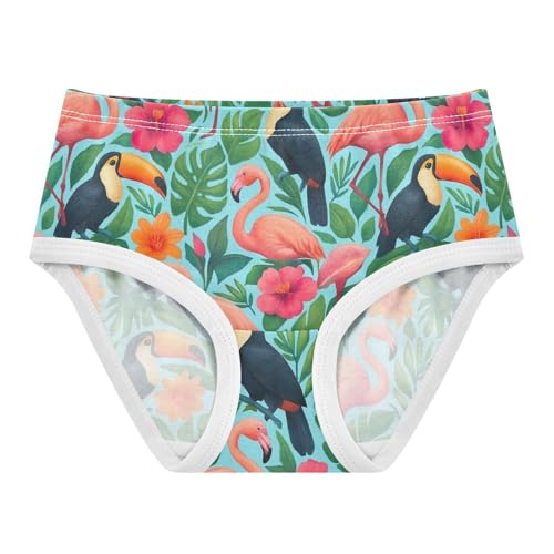 Pink Flamingos Toucan Plants Cute Panties Girl Girls Underwear Toddlers Cotton Florals Briefs Undies Kids 2t