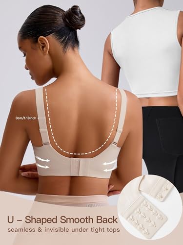 Women's Plus Size Wireless Bra Seamless Full Coverage Comfortable Tshirt Bras with Convertible Straps4