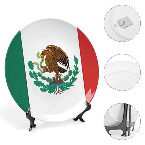 Plato decorativo bandera de México de porcelana ósea 6 pulgadas miniatura 4