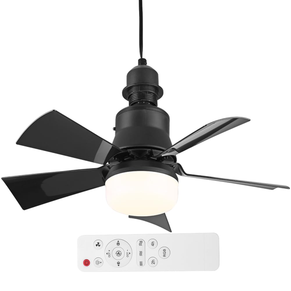 Fiorky LED Ceiling Fans with Light Remote Control 3 Speeds Screw Ceiling Fans with Light Dimmable Timing E26/E27 Socket Ceiling Fan with Light for Closet Dressing Room Kitchen