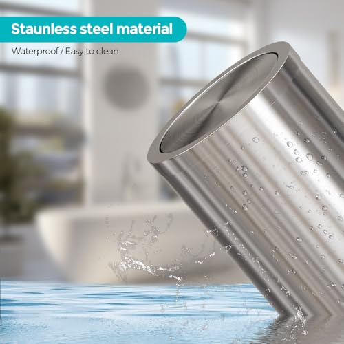 YOJIA 18L Stainless Steel Bathroom Trash Can, Silver by YOJIA - Used condition - Image 3