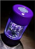 LED Glass 8X Magnifying Jar with Built in Herb Grinder and Pipe. The Ultimate Container-(BLACK)