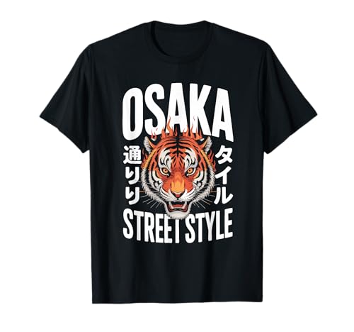 Osaka Streetwear Flaming Tiger Japonés Asiático Japón Tokio Camiseta