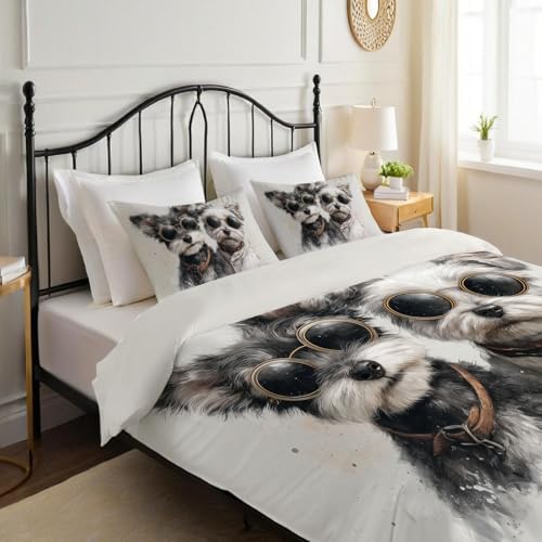 Housse de couette motif chien mignon imprimé 3D parure lit microfibre - 6