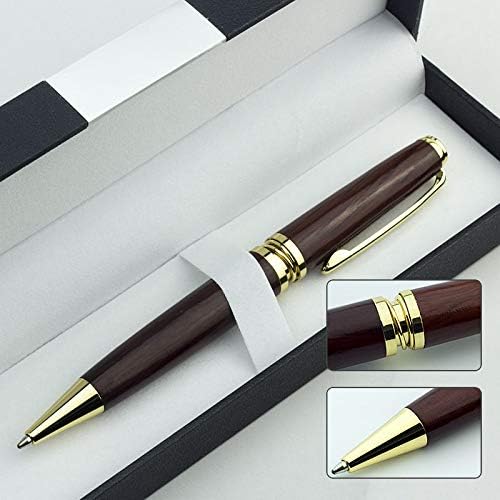 Luxury Wooden Fancy Pen | Executive Branded Modern Writing Pens with Black Gel Ink and Luxury Gift Box Set | Modern Business Pen Set