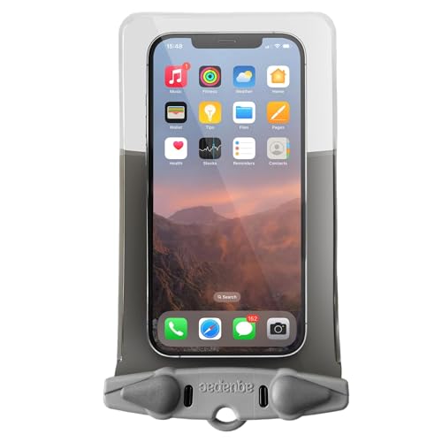 Aquapac Waterproof Plus Size Phone Case, Lanyard, iPhone and Android, Made in the UK, Hiking, Mountain Biking, Running Accessory, Travel Essential, 5 Year Warranty, Eco Friendly - Grey