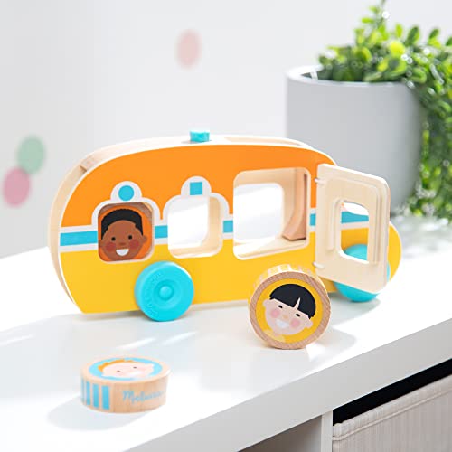 Image of Melissa & Doug GO Tots Wooden Roll & Ride Bus with 3 Disks School Bus Toys for Babies and Toddlers - FSC-Certified Materials