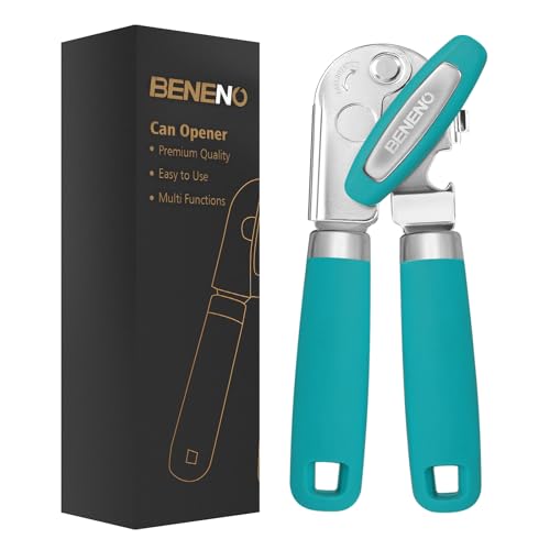 Beneno Heavy Duty Hand Can Opener Manual with Magnet Lid Remover, Turquoise