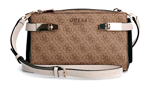 Image of Guess Women's Bag D Latte/Black HWSG8396720LBL zadie Logo Elite Shoulder Bag Latte/Black ND Choice = P, brown, One Size