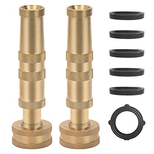 Styddi Adjustable Twist Brass Hose Nozzle, 4" Heavy Duty Solid Brass Garden Hose Nozzles With 6 Rubber Washers, Up To 200 Psi, 3/4" Ght Thread, 2 Pack #TOP10