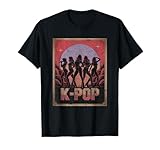 Elegante actuación en Grupo de Chicas K-Pop con Escenario Rosa Camiseta