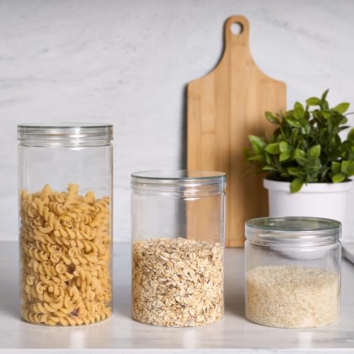 OHS Plastic Small Containers for Kitchen Storage Jars with Lids Airtight Dishwasher Safe Pantry Organisation Coffee Rice Pasta Cereal Sugar Tea Bags - Image 2