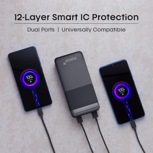 Image of JUICE OJP1003 Portable Charger | Slimmest 10000mAh 5V /3A Power Bank | Input Type-C, USB Output High-Speed Charging Wireless Power Bank | External Phone Power Bank Compatible with iPhone (Black)