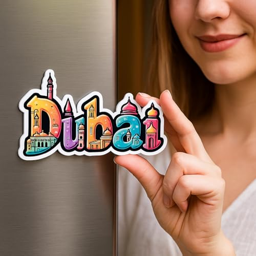Image of Naxon Dubai UAE Souvenir Wooden Refrigerator Stylish Fridge Magnet | Fridge Decoration Magnet for Kitchen & Home Decor | Perfect Travel Souvenir Gift | Size 3x3 Inches | Pack of 1