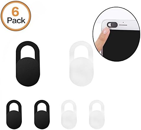 Webcam Cover Slider, Laptop Camera Cover 0.03in Ultra-Thin fits Laptop, PC, MacBook, Computer, iPad, Smart Phone Strong Adhensive, Protecting Privacy Securtiy (3black+3white)