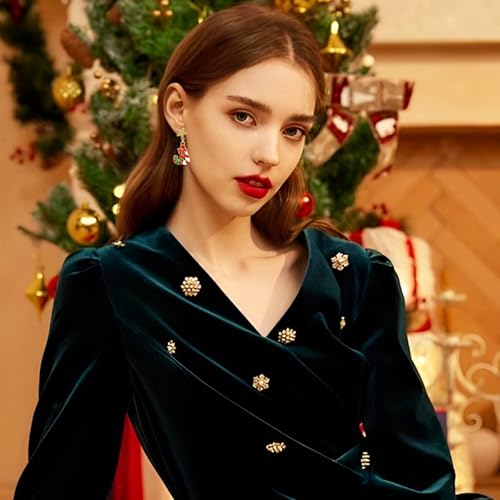 Christmas Earrings for Women Cute Holiday Dangle Drop Earring Christmas Tree Santa Claus Christmas Hat socks Bell Snowman Stud Earrings Jewelry Costume Outfit Accessories - Image 4