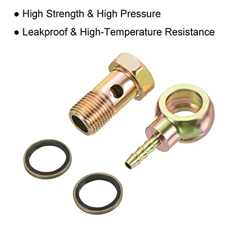 PATIKIL Hose Barb Fitting Elbow 6mm Barbed M16x1.5 Male Thread, Carbon Steel Pipe Adapter Connector for Air Water Fuel Oil Gold - Image 4