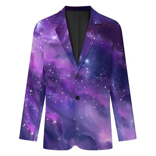 Purple Galaxy Men's Suits Dress Business Formal Suit Print Jackets Coat For Wedding Party4