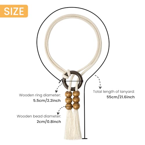 Pretty Jolly 4 Pack Natural Cotton Rope Curtain Tiebacks Boho Style Decorative Drape Tie Backs Elegant Hand Woven Rope Curtain Holdbacks with Wooden Ring for Home & Office Window Drapery (T-Coffee) - Image 4
