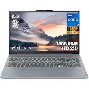Lenovo IdeaPad Slim 3i Gen 8 Business Laptop, 15.6″ FHD Touch Screen, Intel Core i7-1355U, 16GB LPDDR5, 1TB SSD, Windows 11 Home, Rapid Charge, Fingerprint, Full-Function USB-C, Arctic Grey