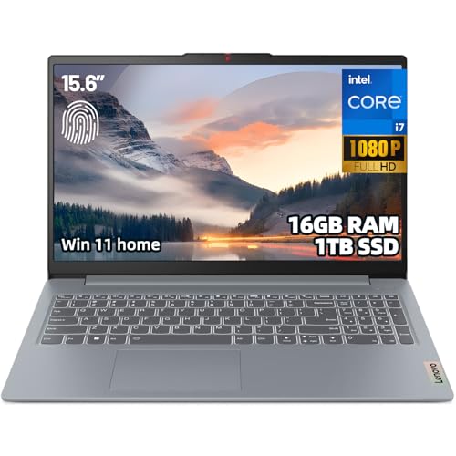 Lenovo IdeaPad Slim 3i Gen 8 Business Laptop, 15.6" FHD Touch Screen, Intel Core i7-1355U, 16GB LPDDR5, 1TB SSD, Windows 11 Home, Rapid Charge, Fingerprint, Full-Function USB-C, Arctic Grey