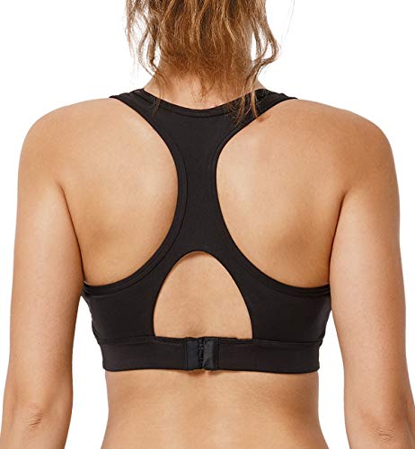 Yvette Sports Bra Crop Top - High Neck for Providing Ample Coverage and Supportive, Black, XL(DF)