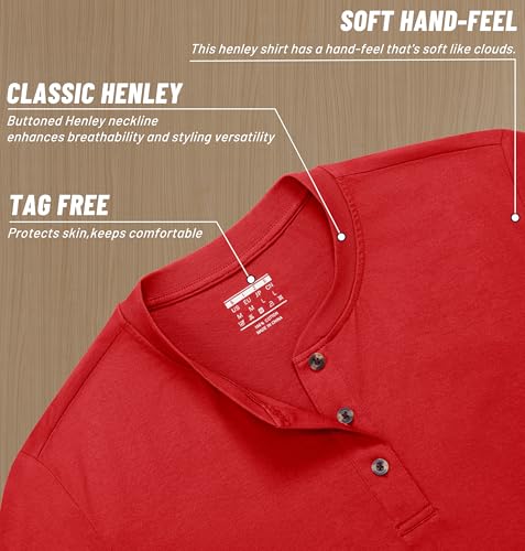 Image of MAGNIVIT Men's Long Sleeve Henley Shirts Cotton 3-Button Spring Casual T-Shirts Solid Color Soft Basic Tops 2026