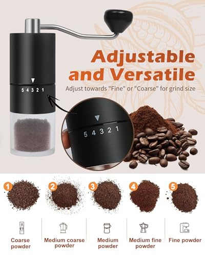 image for Rsoilch Manual Coffee Grinder With Ceramics Burr For Espresso,French P