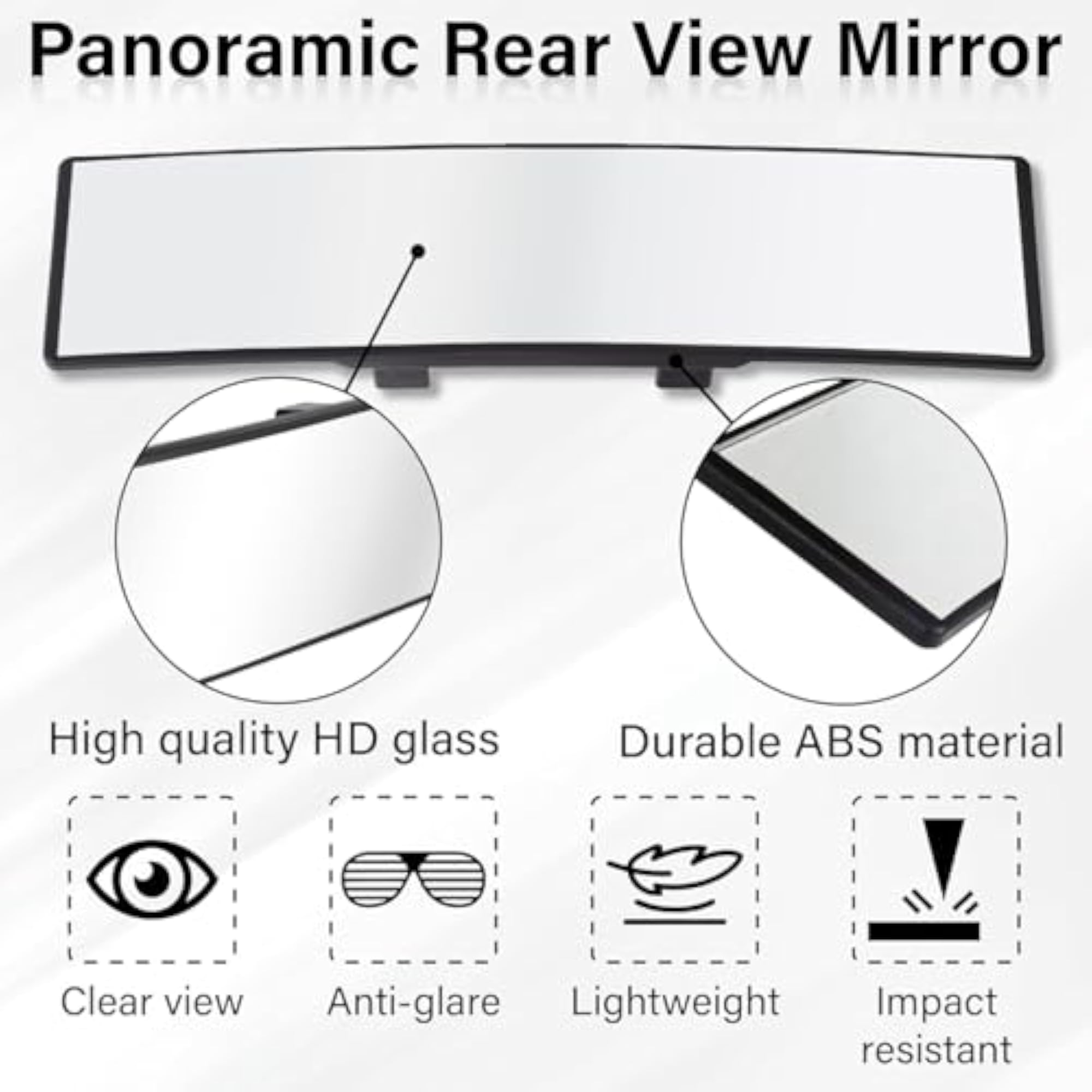 Universal Panoramic 12-Inch Rear View Mirror