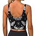 Women Girls Comfy U-Shaped Back Yoga Vest Elastic for Gothic Moth Skull Sun Moon Black and White Athletic Tops with Pads Control Shapewear Activewear for Workout Training