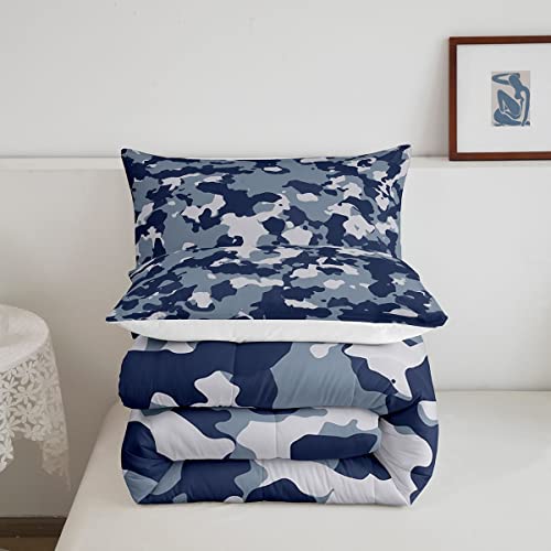 Feelyou Camouflage Comforter Set Camo Bedding Set Military Style Comforter Blue Quilted Duvet Set For Boys Girls Children Teens Microfiber Queen #TOP4