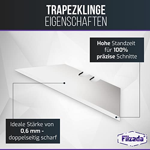 Filzada® 10x PROFI Trapezklingen für Teppichmesser - Ultra scharfe Teppichmesser Klingen - 0,6 mm stark