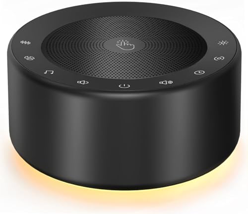 Image of Kipcush White Noise Machine for Baby & Adults, 30 Soothing Sounds, Soft Non-Glare Nursery Lamp, 8 Color Night Lights, Memory Function (Angel V2 Black, Standard)
