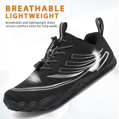 Miniatura 2 de Zdq Barefoot Shoes Minimalistas Sneakers Hombre Mujer Transpirable Ligeras Flexible Puntera Ancha Zapatos Descalzos Trail Running Deportes Casual Fitness Negro 43