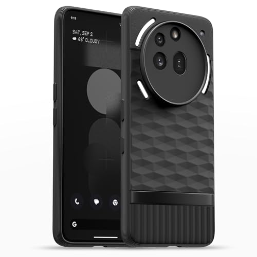 Image of Pikkme Back Cover for Nothing Phone 3a Pro 5G Soft Grip 3D Hexa Cube Texture Silicone Bumper Case (Black)