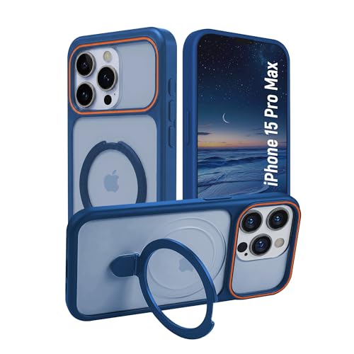 Image of AIBEX Protective OStand Case Compatible for Apple iPhone 15 Pro Max MagSafe Compatible | Slim Shockproof Back Cover with Camera Lens Protection, Strong Magnetic Support & Anti-Slip Grip
