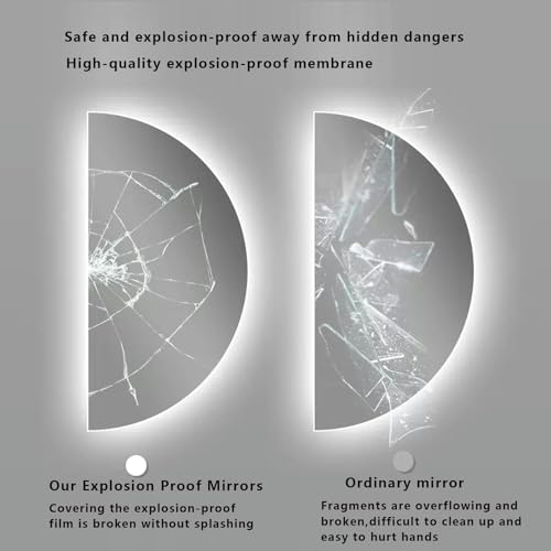 Miroir LED croissant rétro-éclairé grand modèle design et tactile - 8