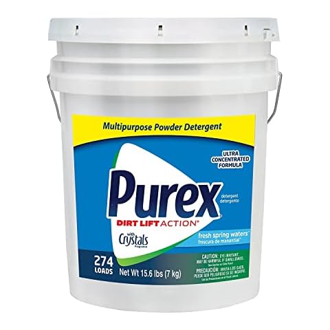 Dial 1729436 Professional Purex Fresh Spring Waters Multipurpose Powder Detergent, 15.6lbs Pail, 274 Load , White Cover