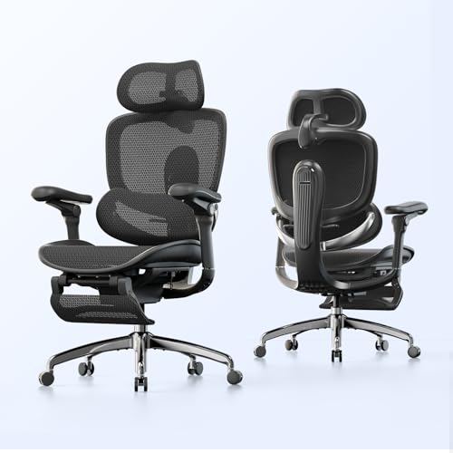 Image of SIHOO Doro C300 Pro V2 Ergonomic Office Chair with Footrest & Full-Body Adaptive Support, 8D Armrests & Breathable Mesh, Comfy High Back Computer Desk Chair for Long Hours, 135 Recline (Jet Black)
