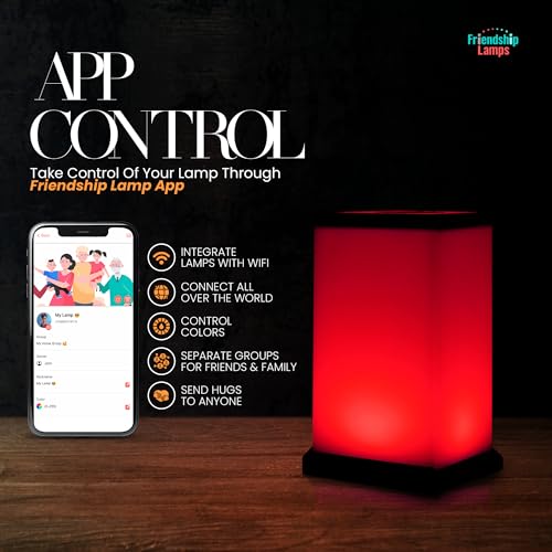 Friendship Lamp® by Filimin Set of 2 Long Distance Touch Lamps – WiFi Connected, Long Distance Gifts, Touch Activated Table Lamp, Long Distance Friendship Gifts, LED Light - Modern