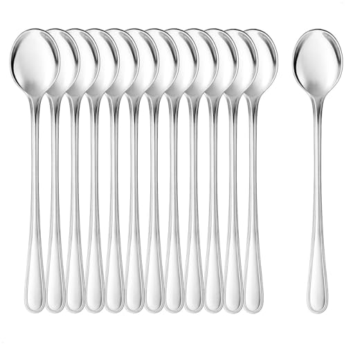 COM-FOUR® 12 cucchiaini da bar in acciaio inossidabile - cucchiai per long drink - cucchiai lunghi per latte macchiato - cucchiaini per gelato (12 pezzi - Cucchiai Latte Macchiato 20cm)