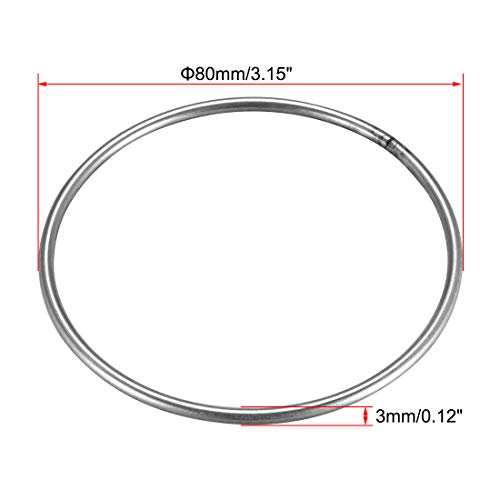 sourcing map 8 Stücke Geschweißter O Ring Umreifungsringe Edelstahl 80 x 3mm