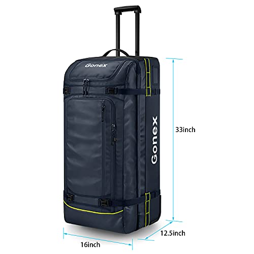 Gonex Rolling Duffle Bag with Wheels, 100L Water Repellent Large Wheeled Travel Duffel Luggage with Rollers 30 inch, Navy Blue