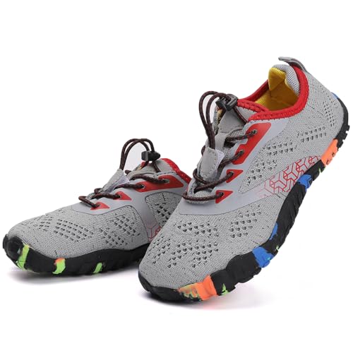 DimaiGlobal Scarpe da Immersione da Scoglio da Spiaggia Bambino Scarpe Barefoot Asciugatura Rapida Antiscivolo Outdoor Multisport Scarpe da Trail e Corsa 35EU Grigio-3
