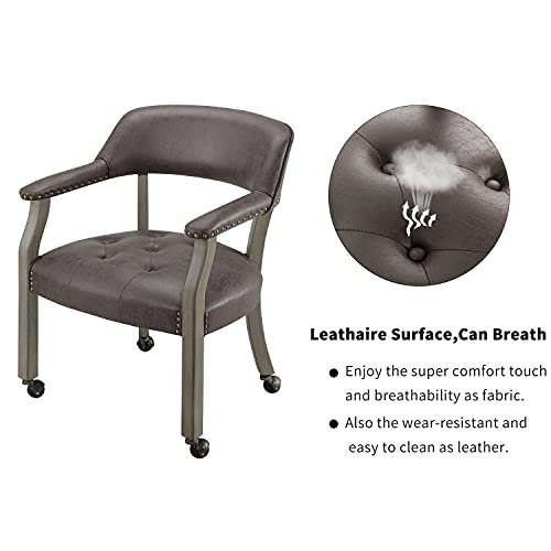 Solid Wood Boss Caption's Chairs, Dinning Chairs With Wheels And Arms,Office Desk Chairs, Classic Swivel Accent Chairs With Upholstered,31.5¡±H For Living Room Dinning Home Office Retro Sy1318Dk #TOP1