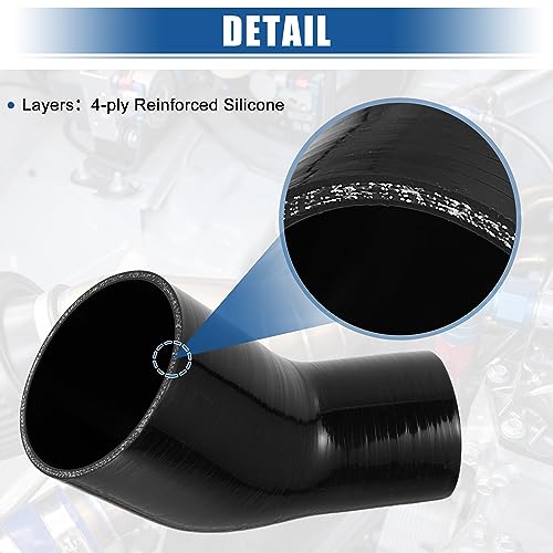X AUTOHAUX 45 Degree 3.5 Inch to 4.0 Inch ID 4Ply Car Elbow Reducer Silicone Hose Coupler Intercooler Tube Intake Piping Black 89-102mm by X AUTOHAUX - Image 6