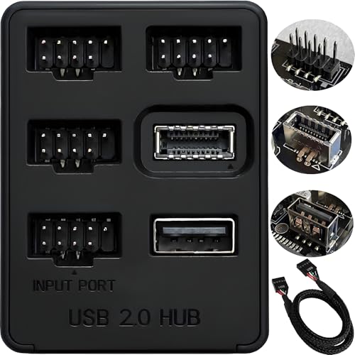 5 Ports Internal USB Hub Motherboard 9pin USB 2.0 Header Splitter USB 2.0 to USB 3.2 Gen 1 Header Adapter.