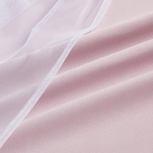 Bujasso Pink Blackout Curtains With Sheer Overlay Mix And Match Double Layer 90% Room Darkening Window Treatment Set For Girls Bedroom Living Room Pink Drapes With Tiebacks Grommet Top 37" Wx84 Lx2 #TOP3